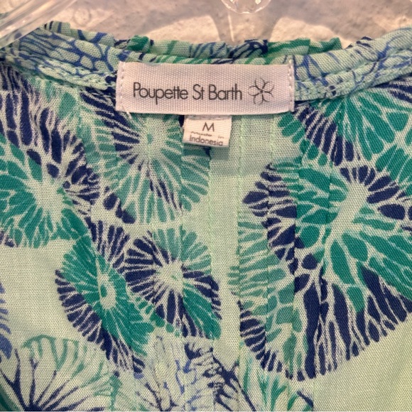Poupette St. Barth Isma Romper in blue & green Sz. M - Picture 5 of 13